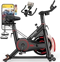 CHAOKE Quiet Magnetic Stationary Exercise Bike - App Compatible Indoor Cycling with 350lbs Capacity, Dumbbell Rack, LCD Display & Pull Cords