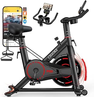 CHAOKE Quiet Magnetic Resistance Exercise Bike - App Compatible Indoor Cycling, 350LB Capacity, Adjustable Seat & LCD Display