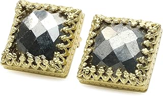 Anemone Jewelry Handmade Pyrite Earrings - Fashion Stone Stud Earrings - Pushback Unique Jewelry Gold Earrings, Artisan-made Earrings, Bridal Earrings, Gemstone Earrings - with Gift Box