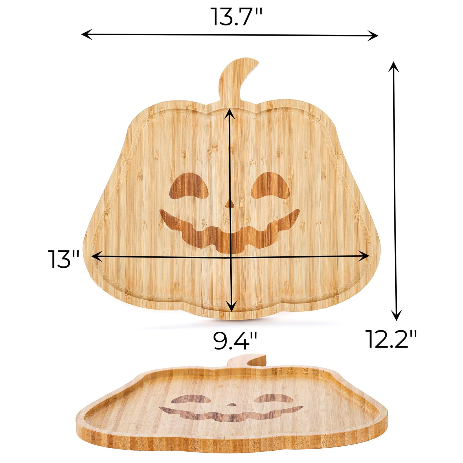 Hiceeden 13 inch Halloween Charcuterie Board Cutting Board, Bamboo Pumpkin Cheese Board Serving Platter with Handle, Halloween Serving Tray Dinnerware for Party, Housewarming Gift