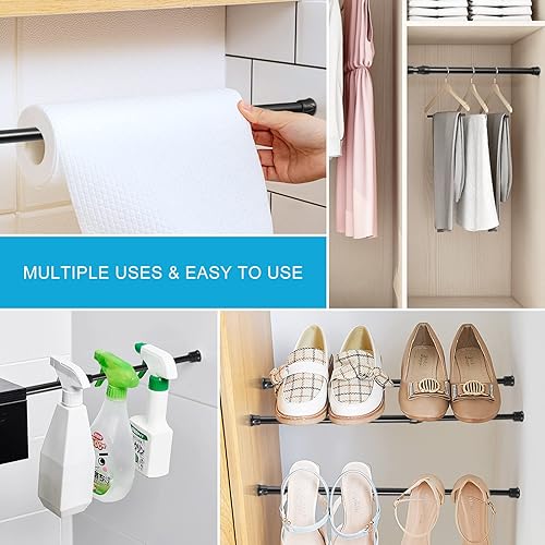 Miniatura 6 de Goowin - Barra de tensión, 6 varillas de tensión para ventanas, sin perforaciones, a prueba de óxido, barra de cortina de tensión ajustable para