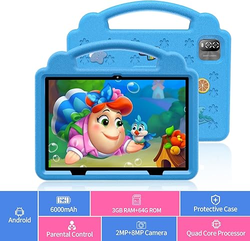 Miniatura 2 de Tableta para niños de 10 pulgadas, 3 GB de RAM y 64 GB de almacenamiento, tableta Android para niños con límites de tiempo, filtros de edad y más