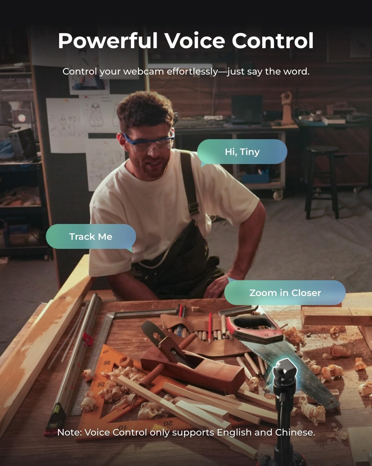 OBSBOT Tiny 3 AI-Powered Spatial Audio 4K Webcam, AI Tracking PTZ Camera with 1/1.28" Sensor, Tri-Mic, Voice & Gesture Control, 120FPS, HDR, Web Cam for PC, Laptop, Streaming, Meeting, Switch 2, etc. 8 71b5T3NtsQL. AC SL1500