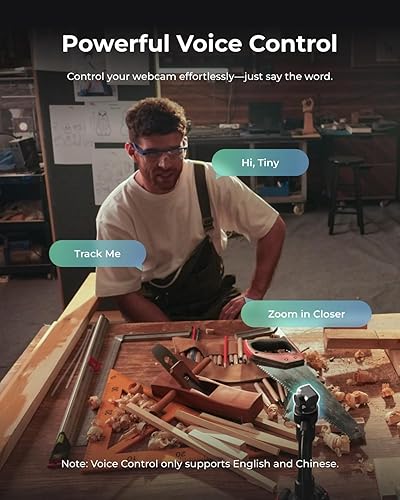 Miniatura 6 de OBSBOT Tiny 3 Cámara web PTZ de audio espacial 4K con tecnología AI, seguimiento de AI Tri-Mic 2.0 Control de voz Control de gestos Sensor de 1/1.28