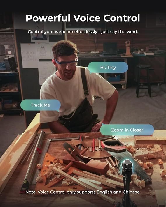 OBSBOT Tiny 3 Yapay Zeka Destekli Mekansal Ses 4K PTZ Web Kamerası