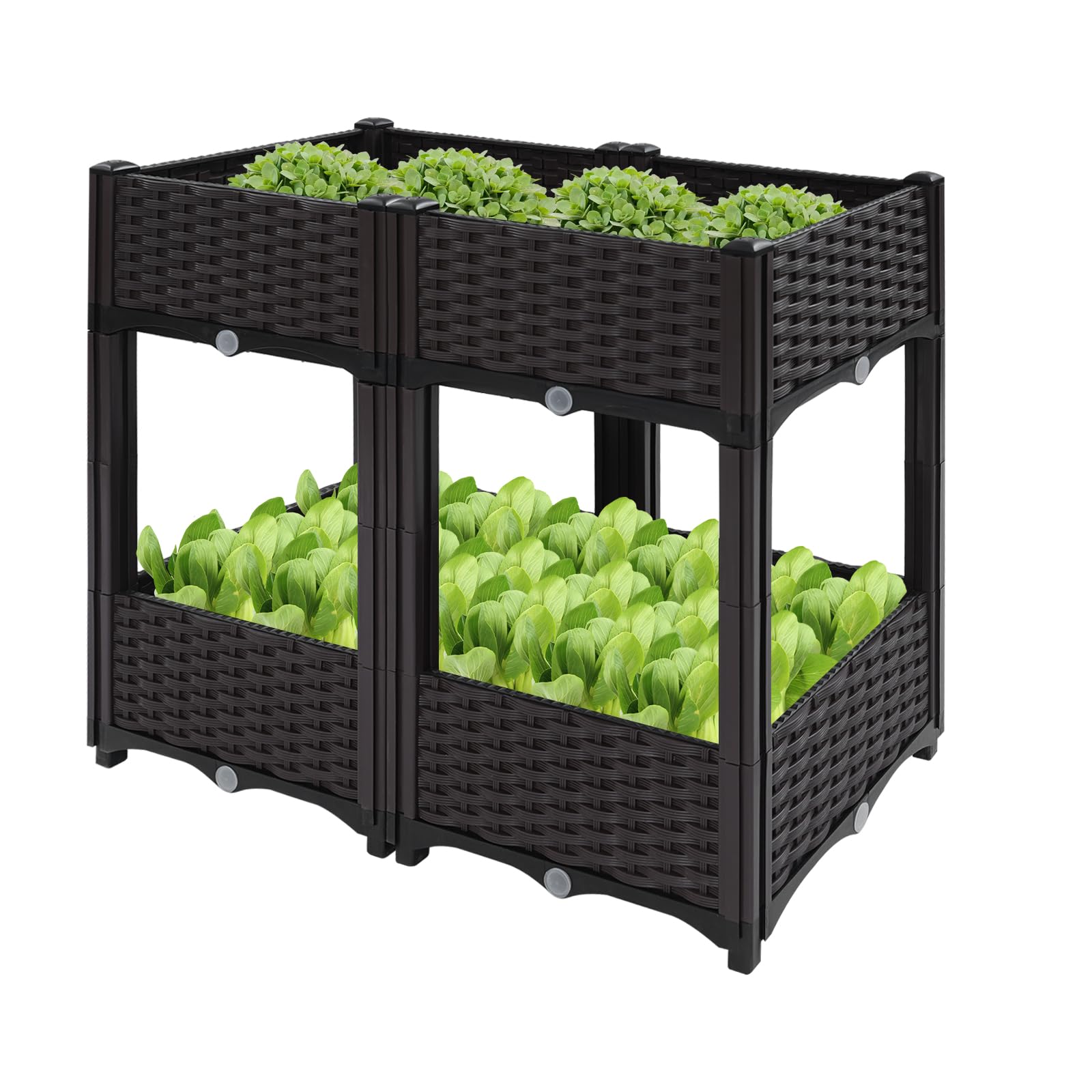 Bancal elevado, 2 niveles de plástico, 80 x 40 x 67 cm, para jardines, balcones, terrazas