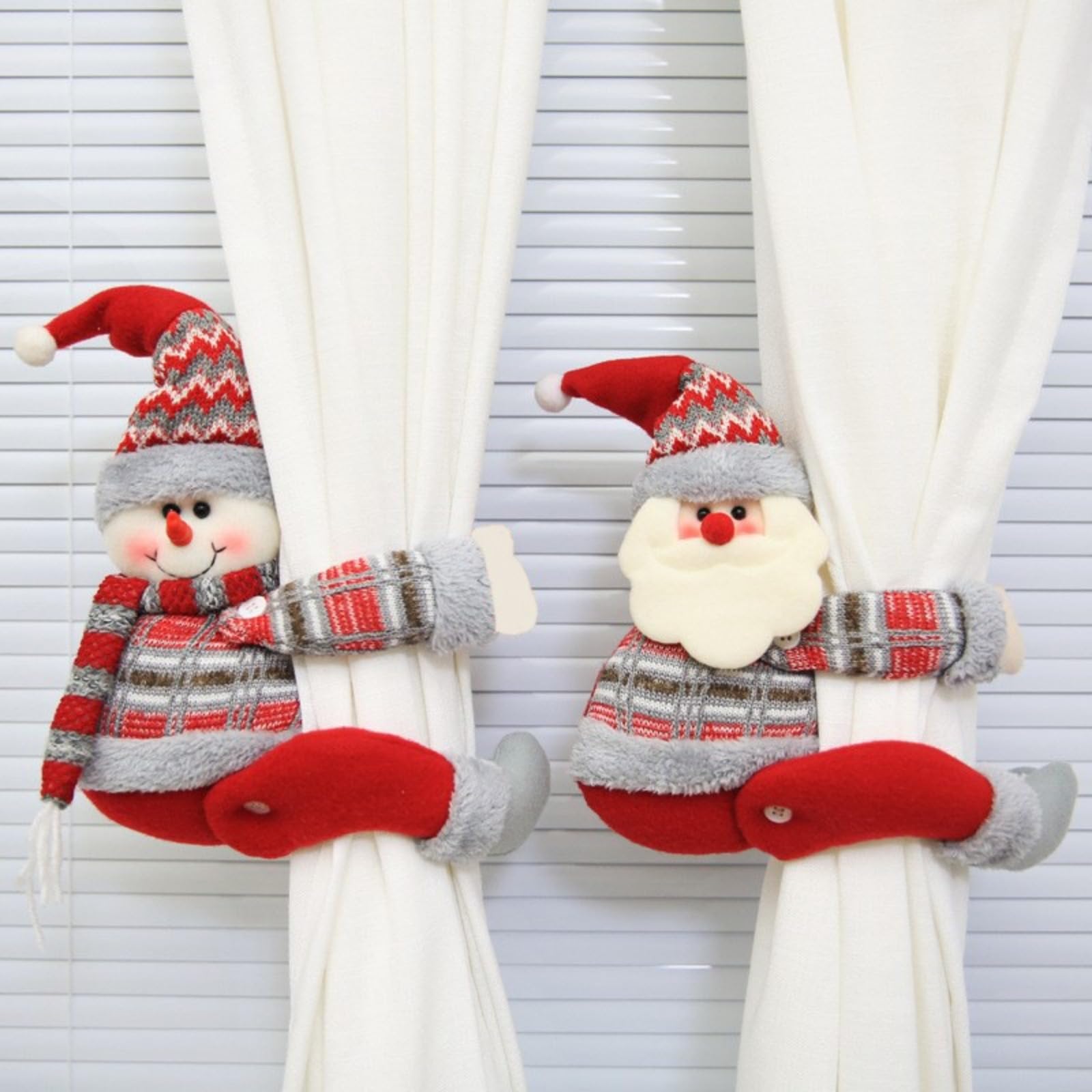 2pcs Christmas Creative Curtain Buckle Christmas Decoration Santa Claus Snowman Curtain Buckle