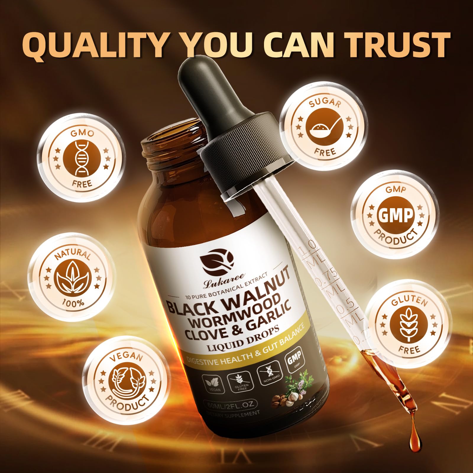 Lukaree Wormwood Black Walnut Clove Cleanse Tincture - Gut Health & Detox — Amazon image 5