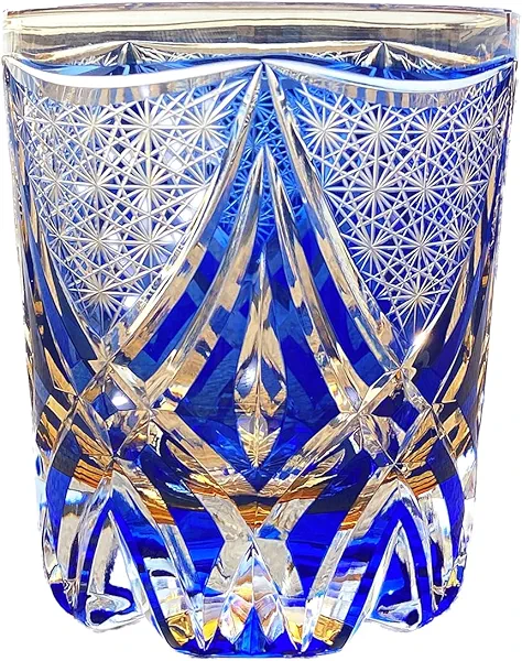 JEKE Edo style Hand Cut Crystal Whisky Glass 250ml Whiskey Glasses -Cocktail-Vodka-Beer Drinkingware Glasses In Gift Carton (A)