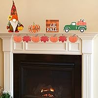 Vista 6 de Decoración de bandeja escalonada de otoño, 6 piezas de decoración de otoño para el hogar, letrero de madera de otoño, gnomos de felpa, guirnalda