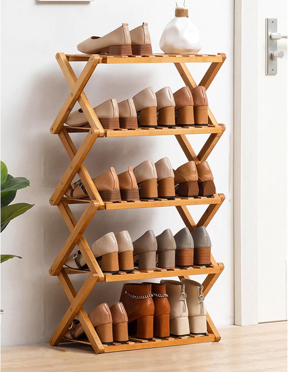 シューズラック 靴収納 靴棚 下駄箱 省スペース 収納コンパクト スリム 玄関に靴を効率収納 竹製シューズラック 組立不要 玄関 原