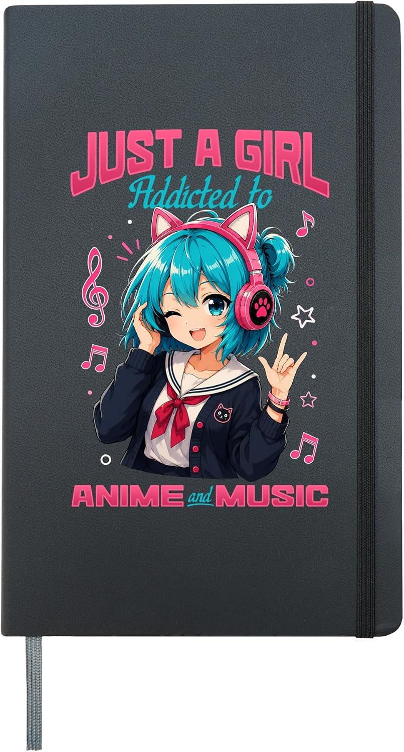 Anime and Music Chibi Hardcover Journal, Black