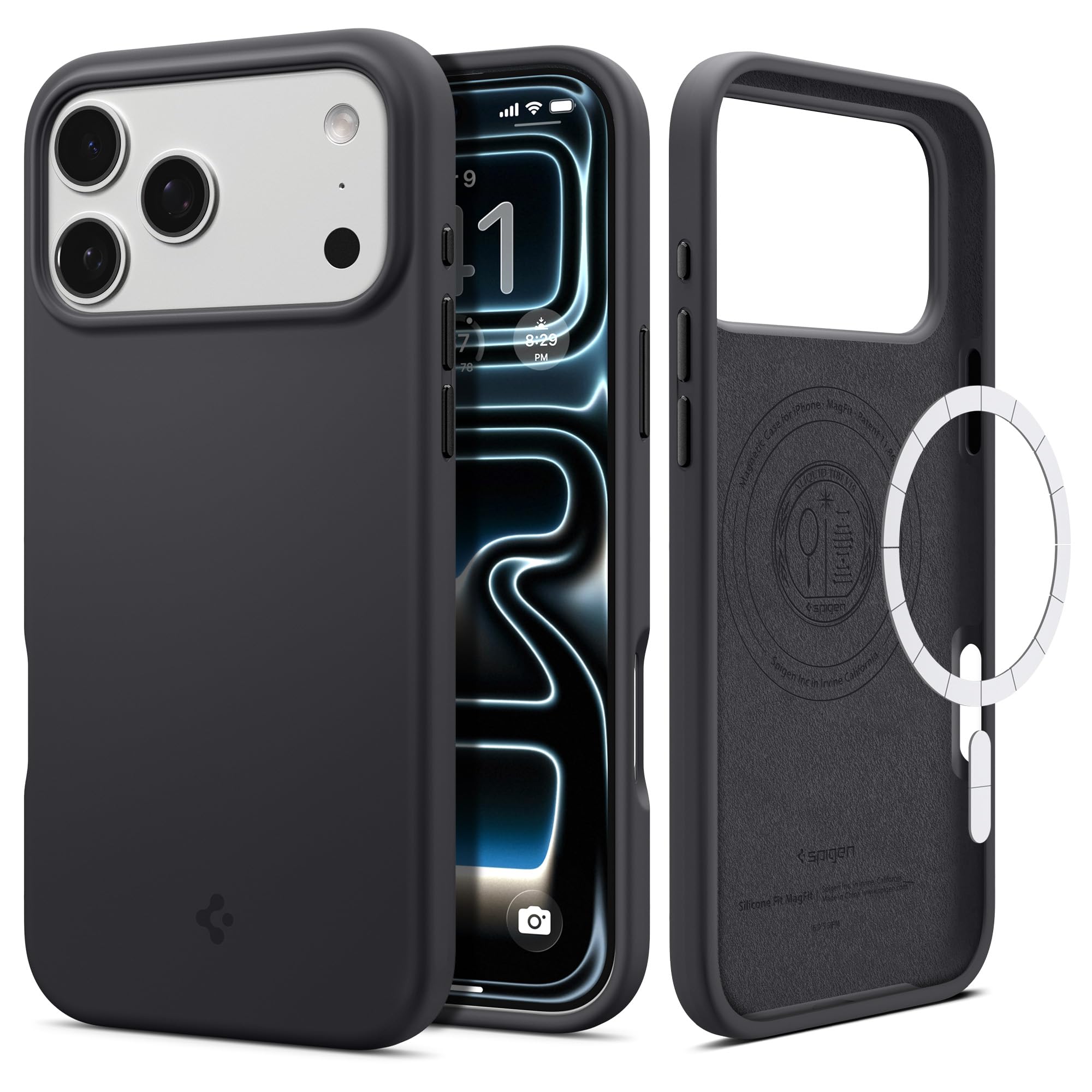 Spigen Silicone Fit MagFit Back Cover Case Compatible with iPhone 17 Pro (Silicone | Black)-image-7
