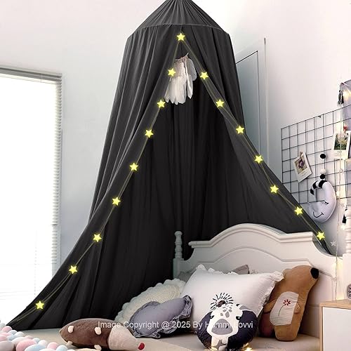 Vista 17 de Toldo de cama para niñas, toldo de princesa para cama de niñas, toldo de cuna para decoración de habitación de niños, toldo extragrande para niñas