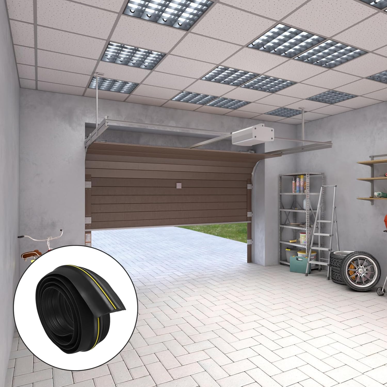 Garage Door Floor Seal Solid Threshold Strip Flexible Insulation Kit for Water Barrier and Gap Sealing Wear-Resistant Garage Door Bottom Seal Replacement