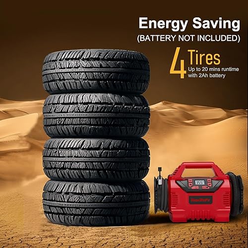 Miniatura 6 de MaxMore Infladordeflador de neumáticos portátil compatible con batería Milwaukee de 18 V (solo herramienta), bomba de compresor de aire inalámbrica