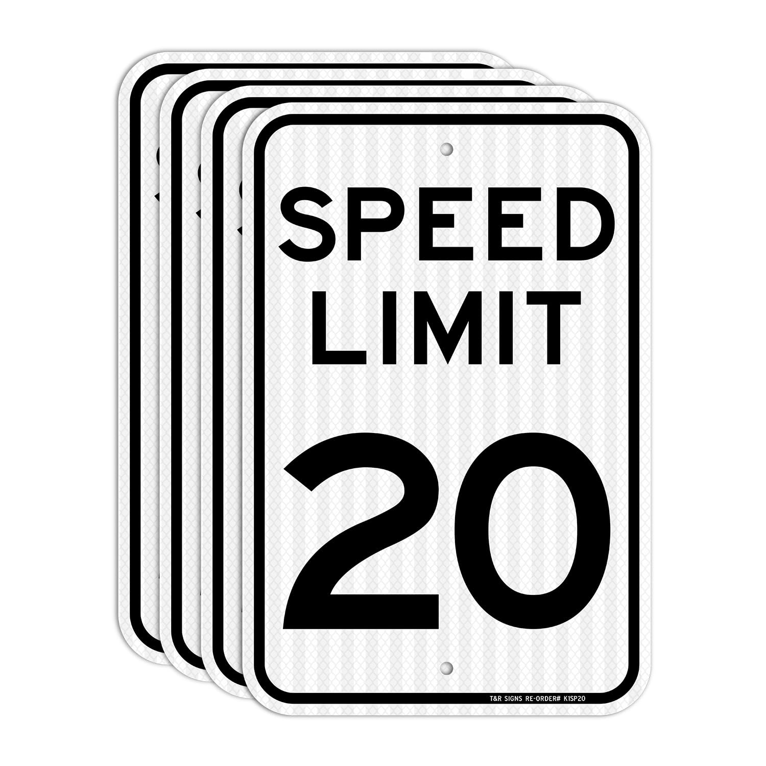 (4 Pack) Speed Limit 20 MPH Sign, Slow Down, Traffic Sign, 8x12 inch Engineer Grade Reflective Sheeting, Rust Free Aluminum, Weather Resistant, Waterproof, Fade Resistant