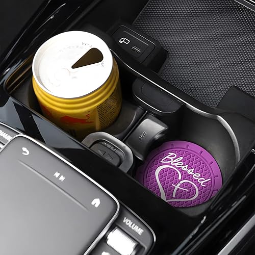 Miniatura 5 de AICEL Paquete de 4 posavasos para automóvil, 2.75 pulgadas, de PVC suave, portavasos para automóvil, portavasos para automóvil, diseño cristiano de