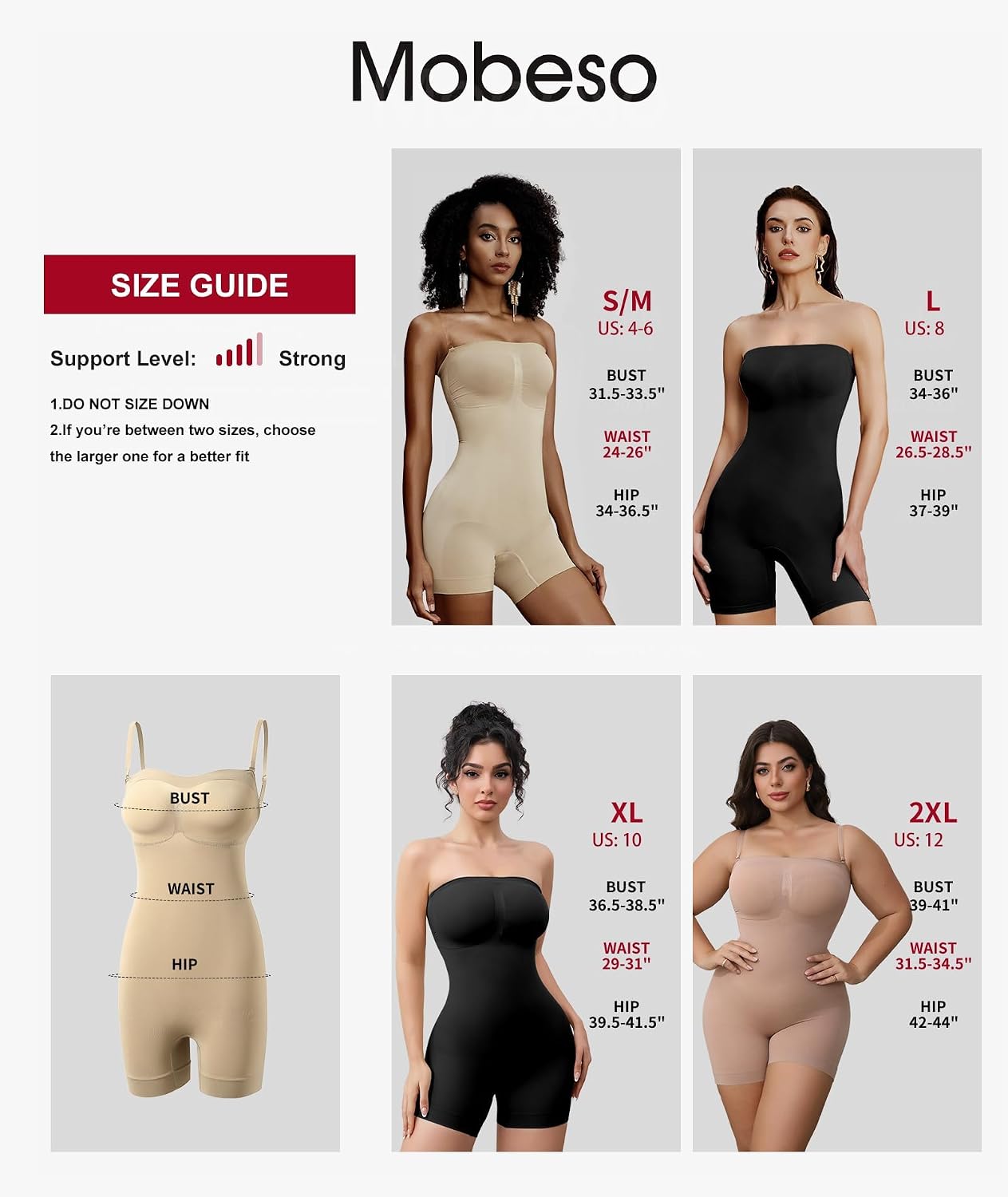 Women's Strapless Shapewear Bodysuit for Women Tummy Control Shapewear, Seamless Body Shaper with Removable Straps