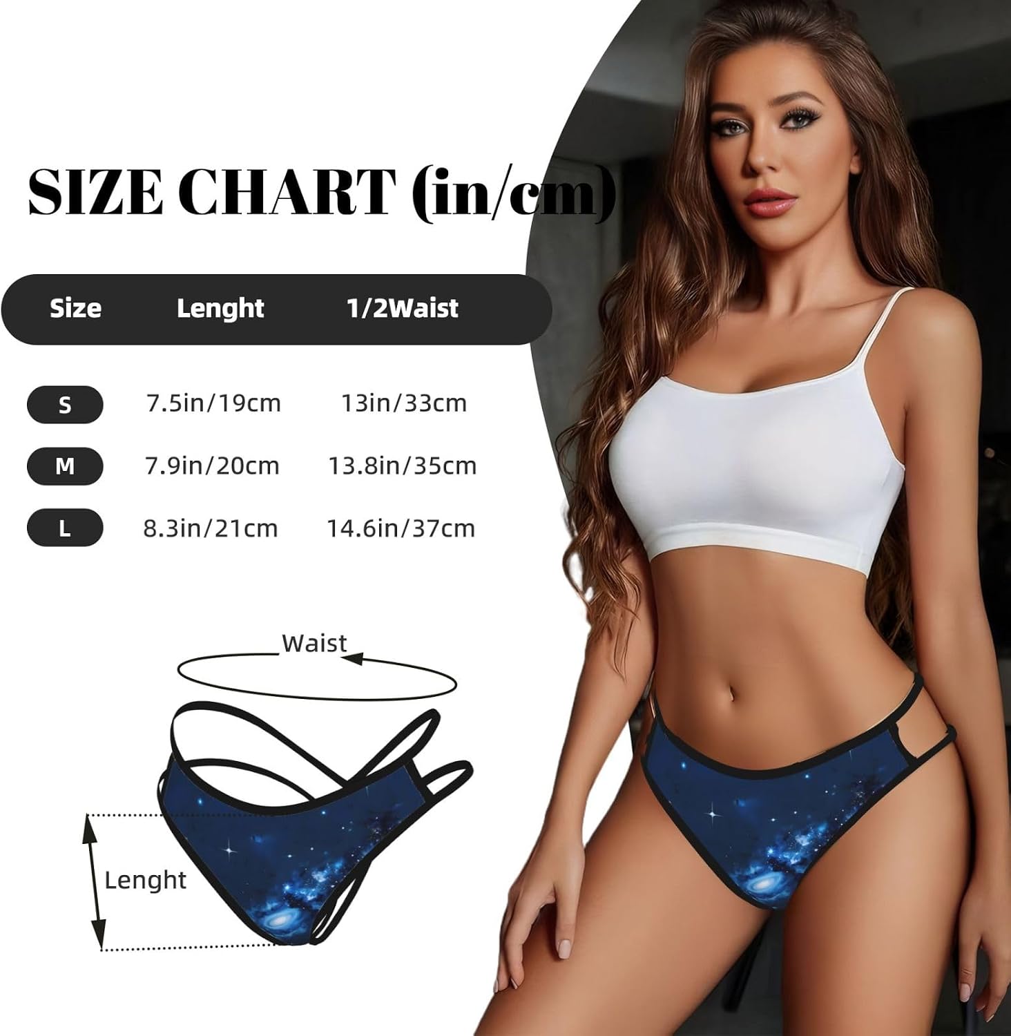 Blue Galaxy Pattern Print Sexy Underwear G String Thongs For Women Low Rise No Show Workout Panties For Sports And Yoga