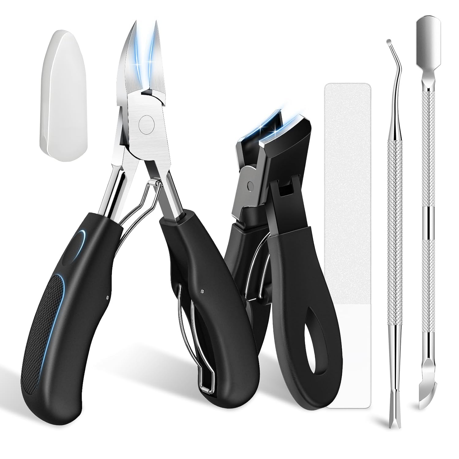 5-in-1 Professional Ingrown Toenail Tools Kit Wide Jaw Slanted Nail Clippers Heavy Duty Toenail Cutter Set for Seniors