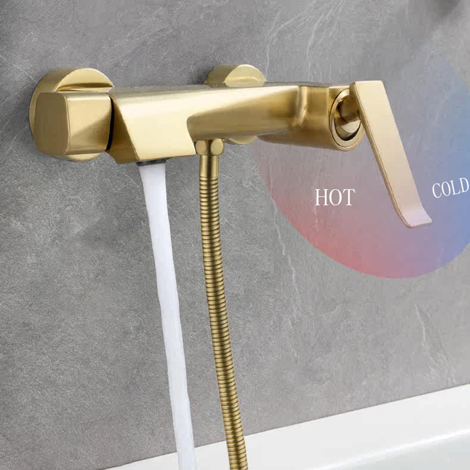 Kit Doccia a Muro con Soffione Rotondo Doccetta Rubinetto Vasca da Bagno