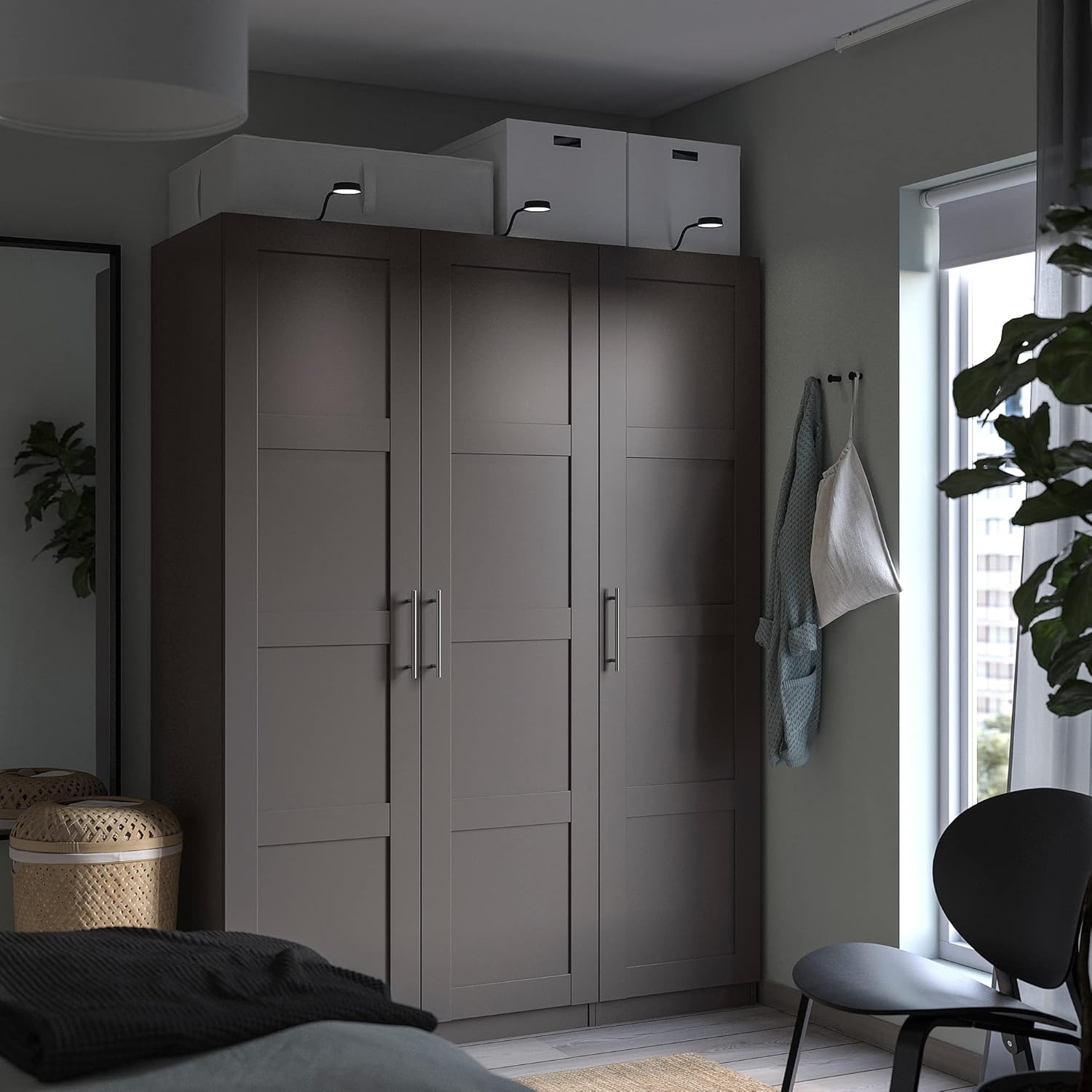 PAX/BERGSBO Wardrobe combination, dark grey, 150x60x201 cm