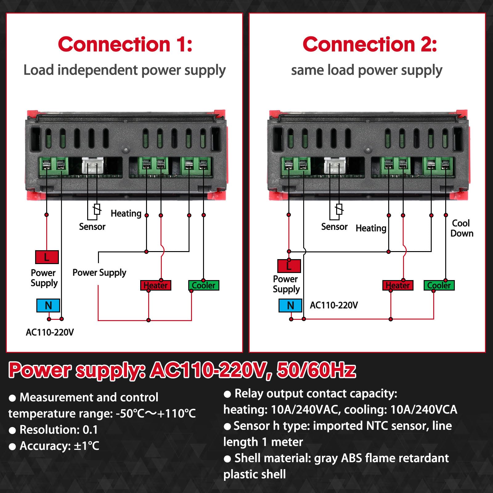 2 Régulateurs de Température Numériques STC-3008 AC 110V-220V Thermostats Centigrade Digitals Générals Contrôleurs de Température Étalonnage de Température avec Capteur 2 Sorties Relais (STC-1000)