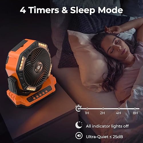 Miniatura 6 de Ventilador portátil recargable de 40000 mAh con linterna LED, ventilador de campamento a pilas, ventilador de escritorio oscilante automático con