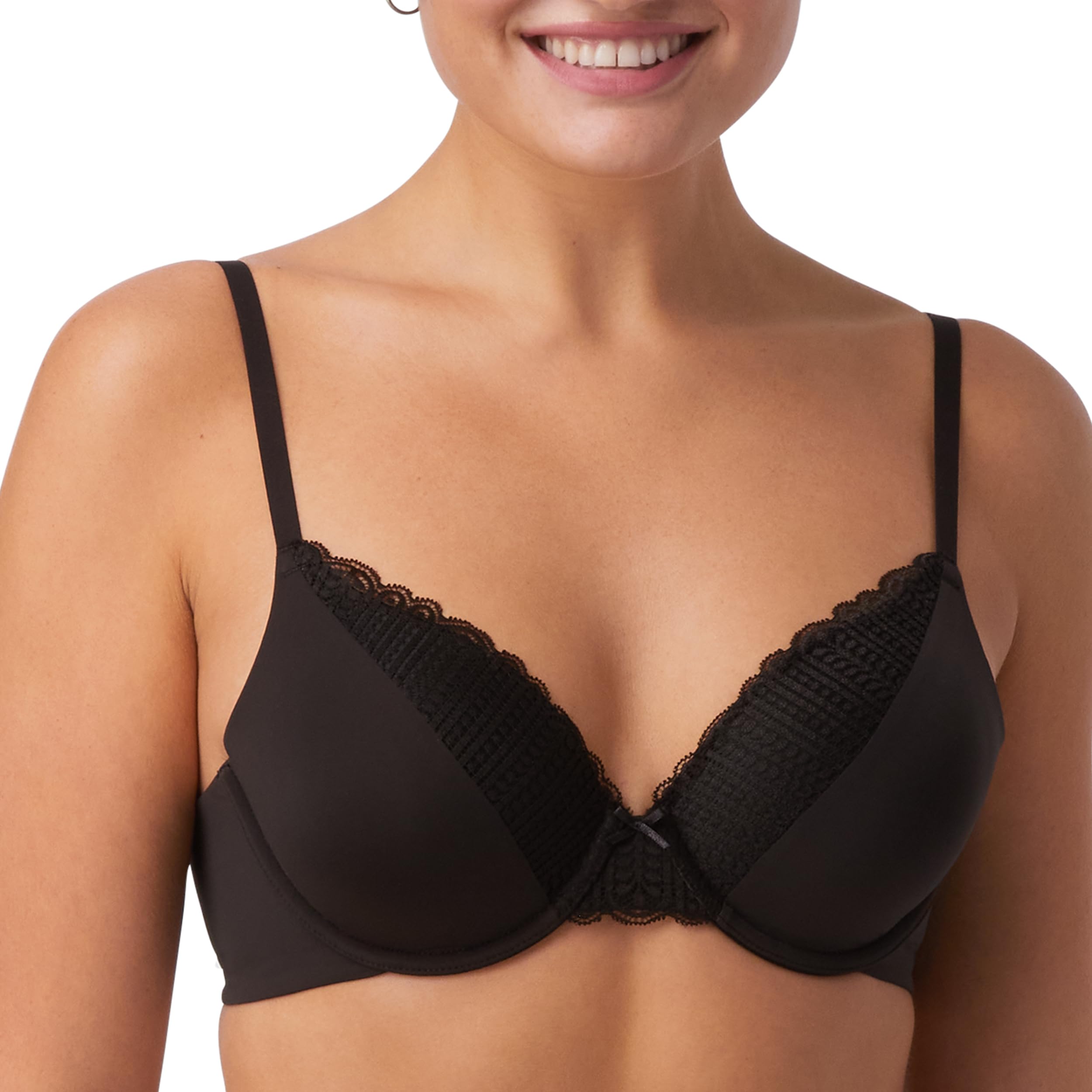 MaidenformWomen's Comfort Devotion T-Shirt, Underwire, Full Coverage Bras, Black, 40D