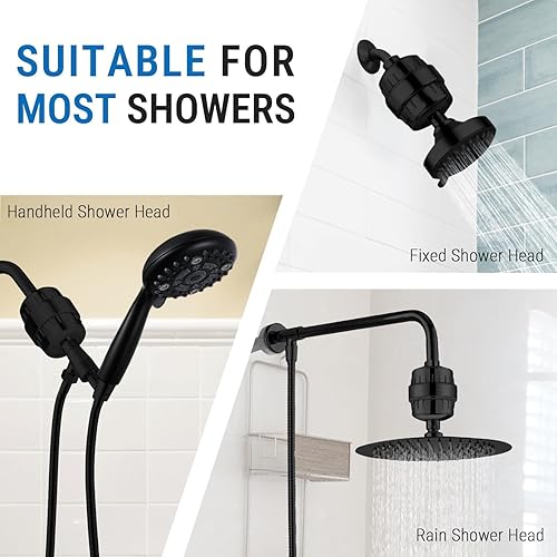 Miniatura 5 de G-Promise Filtro de ducha de 16 etapas y cartucho de repuesto de 3 unidades, reduce el cloro y el fluoruro, mejora la piel seca, universal con