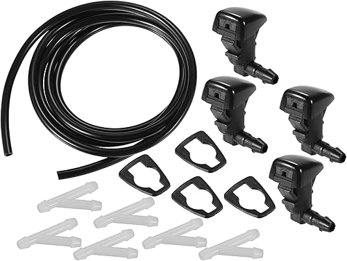Boquilla para limpiaparabrisas para Toyota Tacoma Durable No.8538104030 Boquilla de lavado de parabrisas negro frontal con manguera y conectores, 1