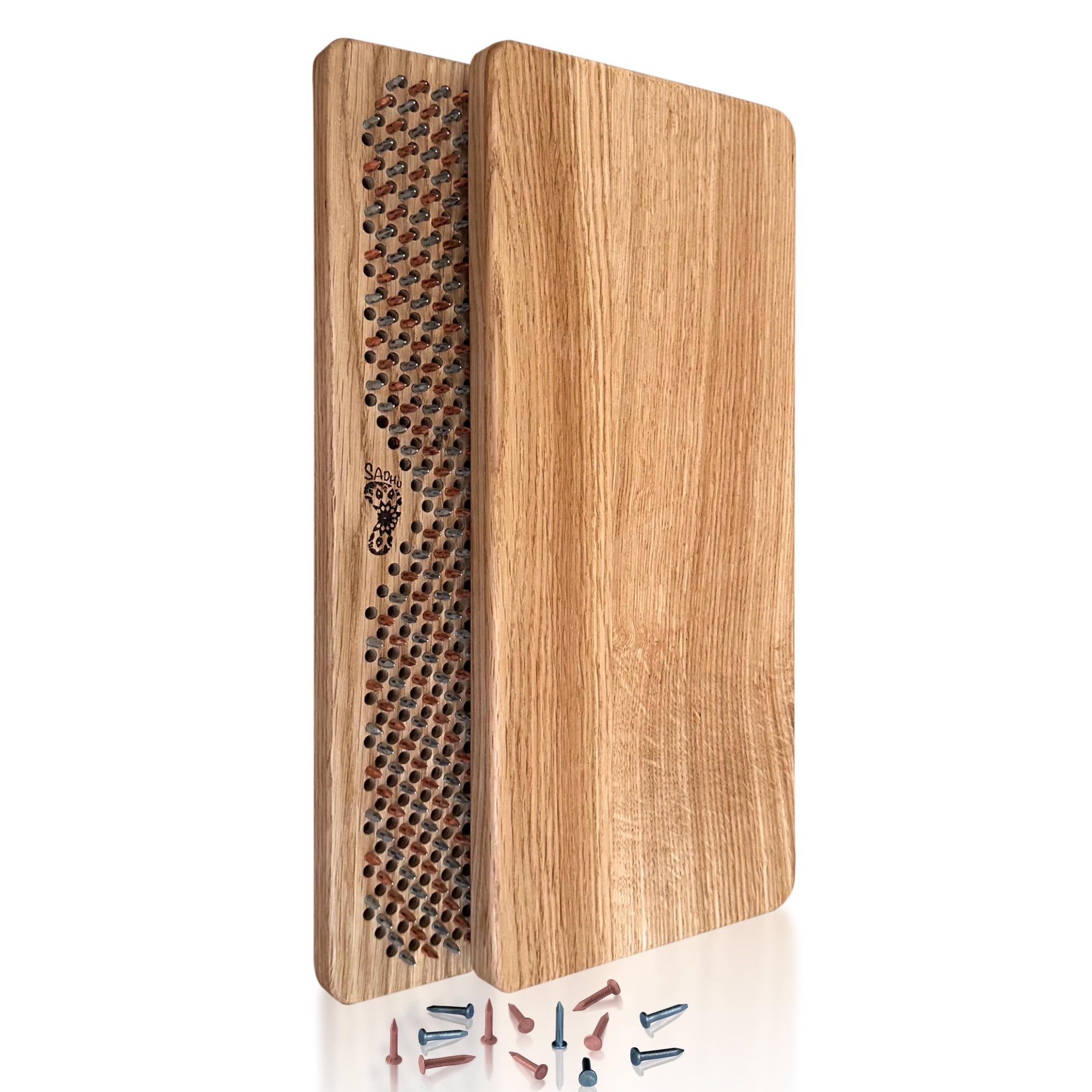 Oh! Sadhu Oak Wood Sadhu Board with Copper and Galvanized Nails, 8mm, Mix Copper + Galvanic, Beginner Friendly, Handcrafted, 2 Pack