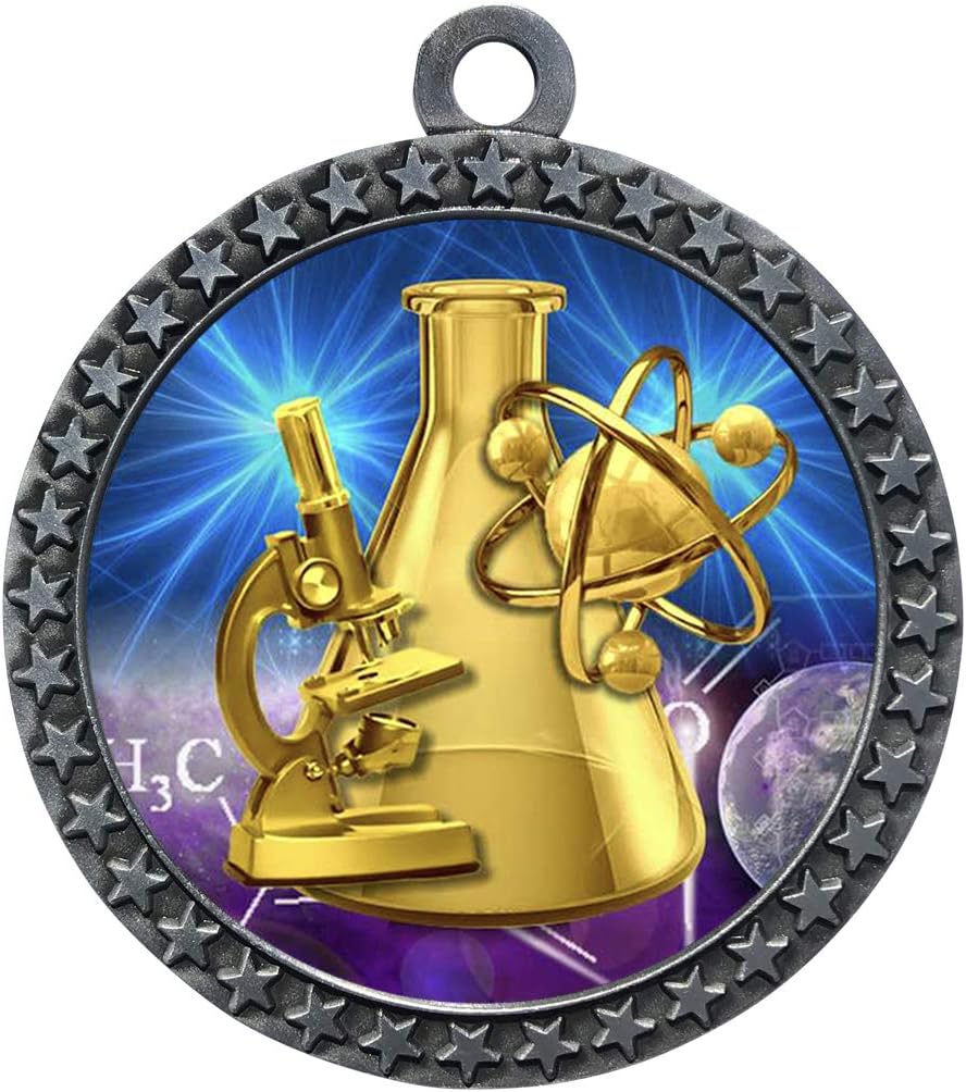 Express Medals 1 to 50 Packs Science Fair Silver Medal Trophy Award with Neck Ribbon STDD212-D79