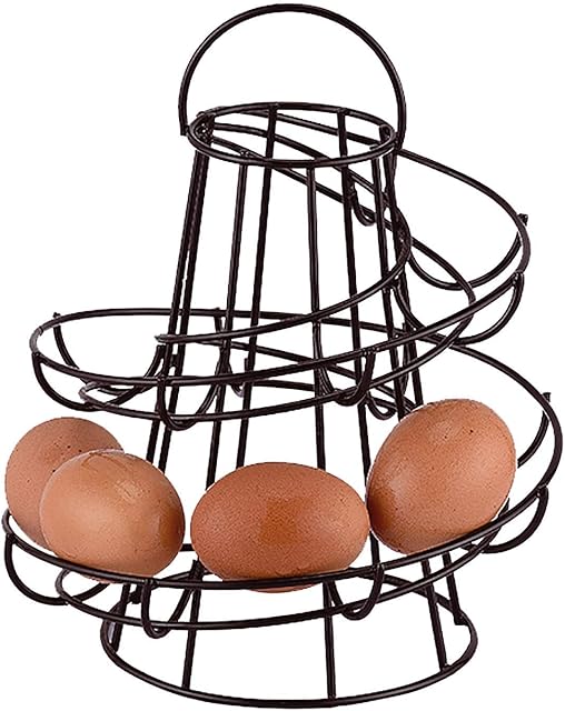 Greenfields Kitchen Storage Spiral Helter Skelter Egg Holder Stand Rack Holds Up to 18 Eggs (Black)