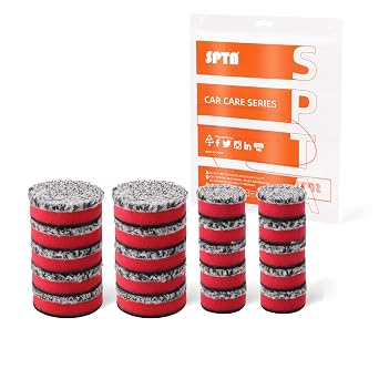 SPTA 2" Microfiber Cutting Pads 10 Pack, Heavy Cutting and Polishing, Microfiber Finishing Disc for Waxing and Polishing&Scratch and Vortex Removal Pad, Ultrafine Fiber Pad