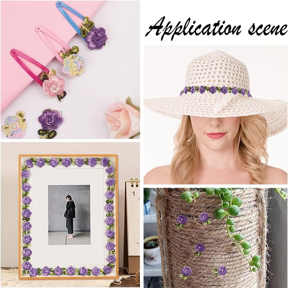 GORGECRAFT 5 Yards 0.8 Inch Wide Purple Floral Lace Ribbon Trim Polyester Lace Edge Trim Flower Embroidered Venice Lace Ribbon Upholstery Decorating Trim for Wedding Decoration Appliques Sewing