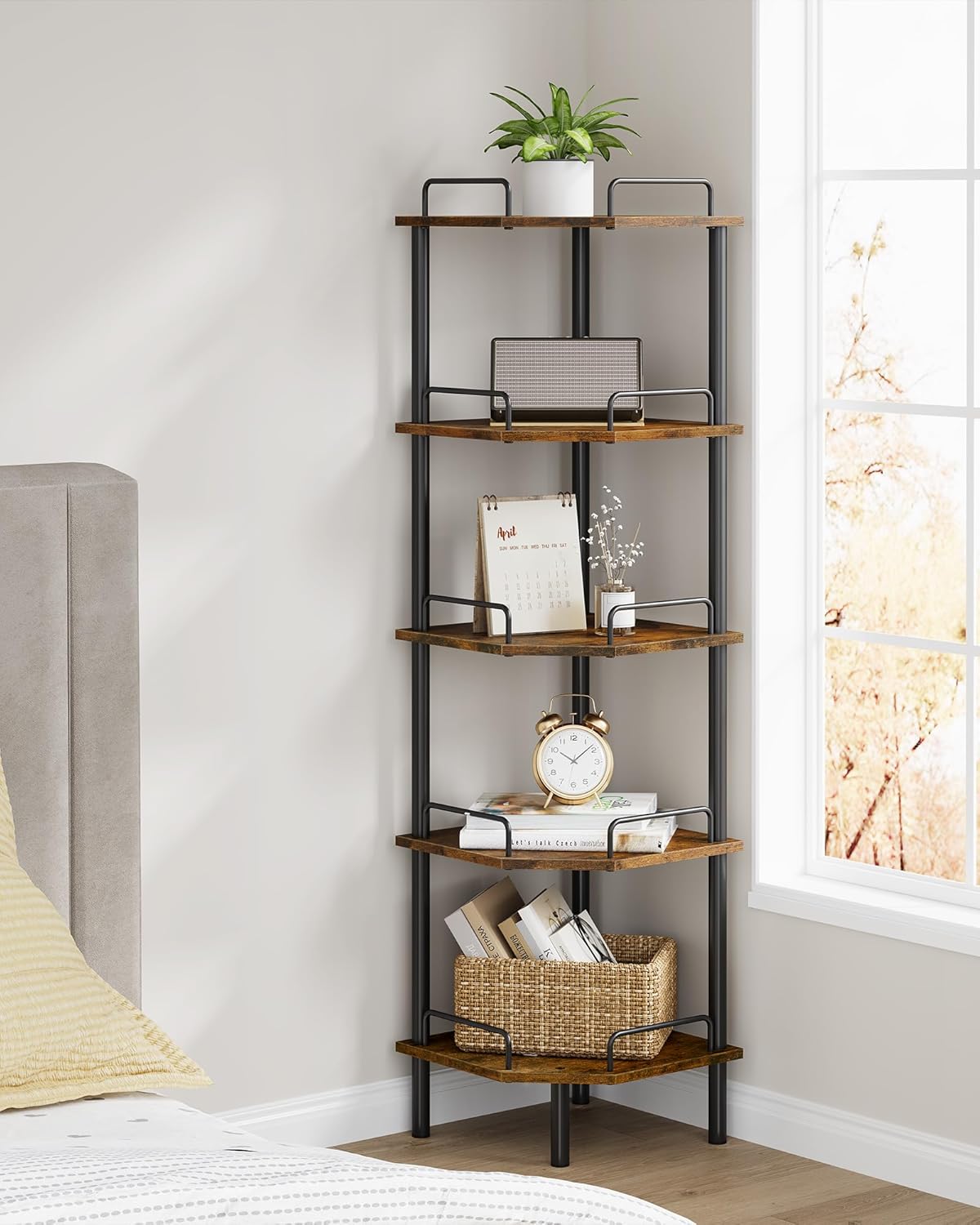 5 Tier Corner Shelf Stand Plus 3 Tier Industrial Corner Shelf
