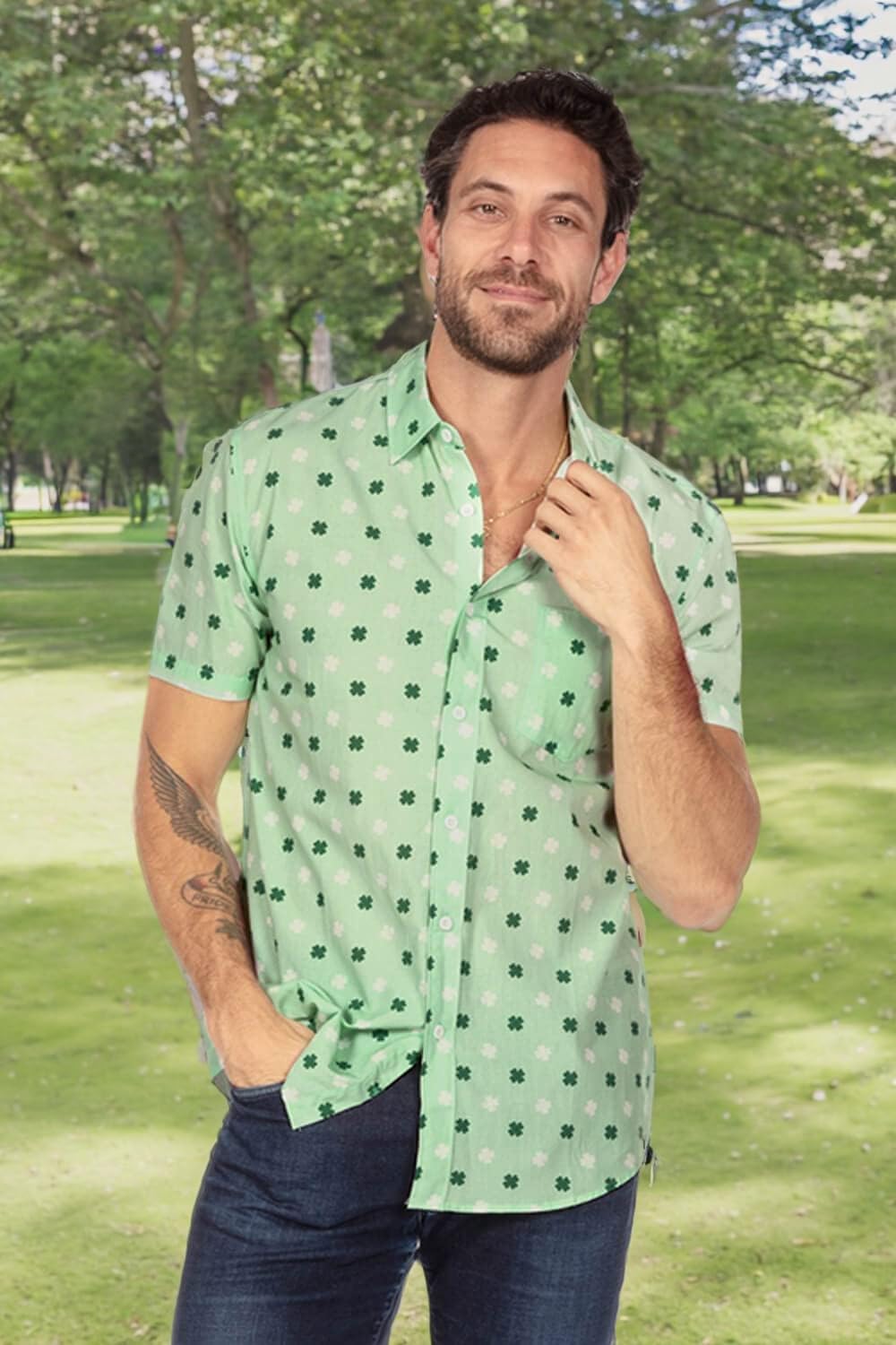 Tipsy Elves Button Down Shirts for Men - Valentine’s Day, Mardi Gras and St Patrick’s Day Men’s Button Ups
