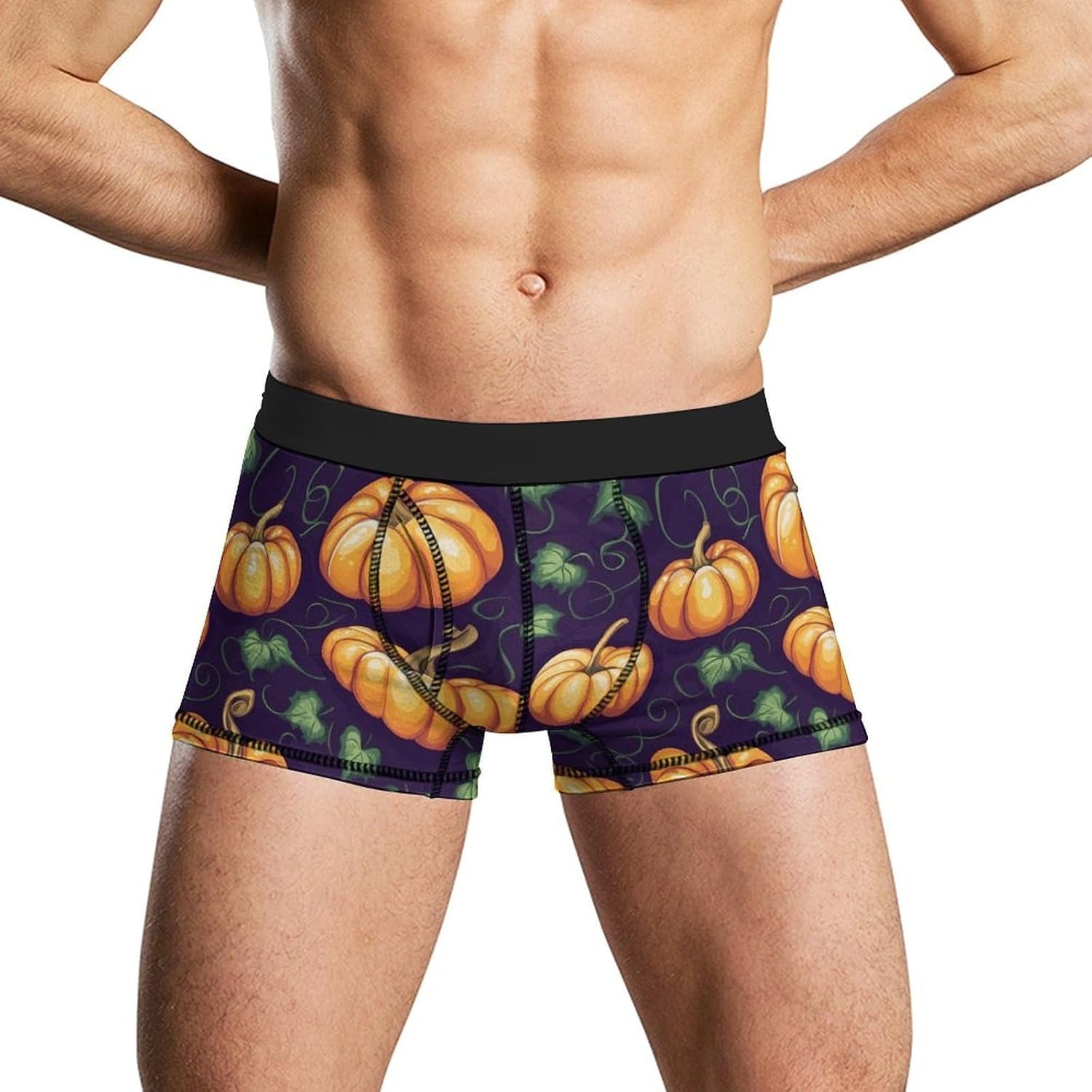 Halloween Pumpkin Novelty Men's Boxer Briefs Soft Breathable Underpants Trunks Stretch Underwear