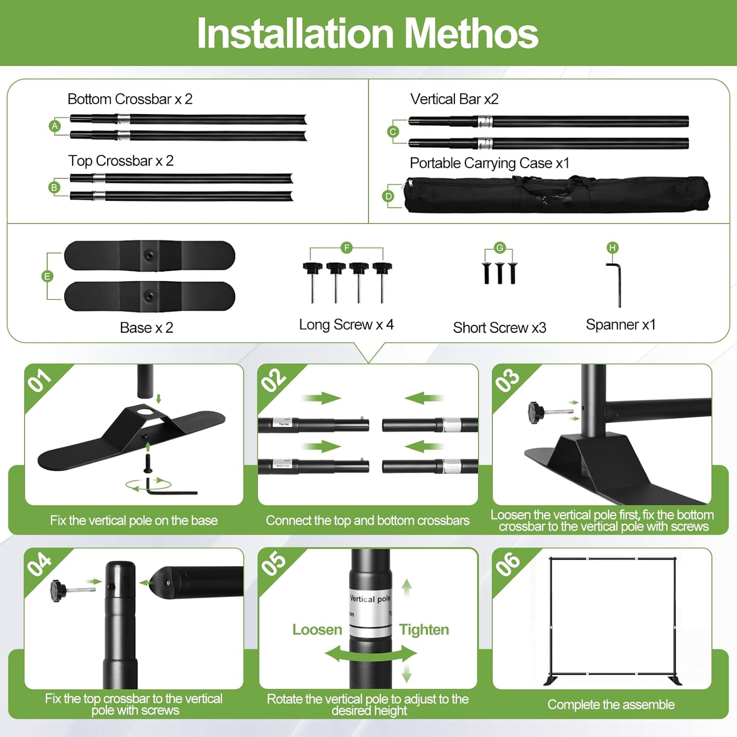 FUDESY 10x10 ft Backdrop Banner Stand, Heavy Duty Adjustable Background Kit With Carrying Bag, Step and Repeat Photography Frame for Trade Show Display Photo Booth Parties