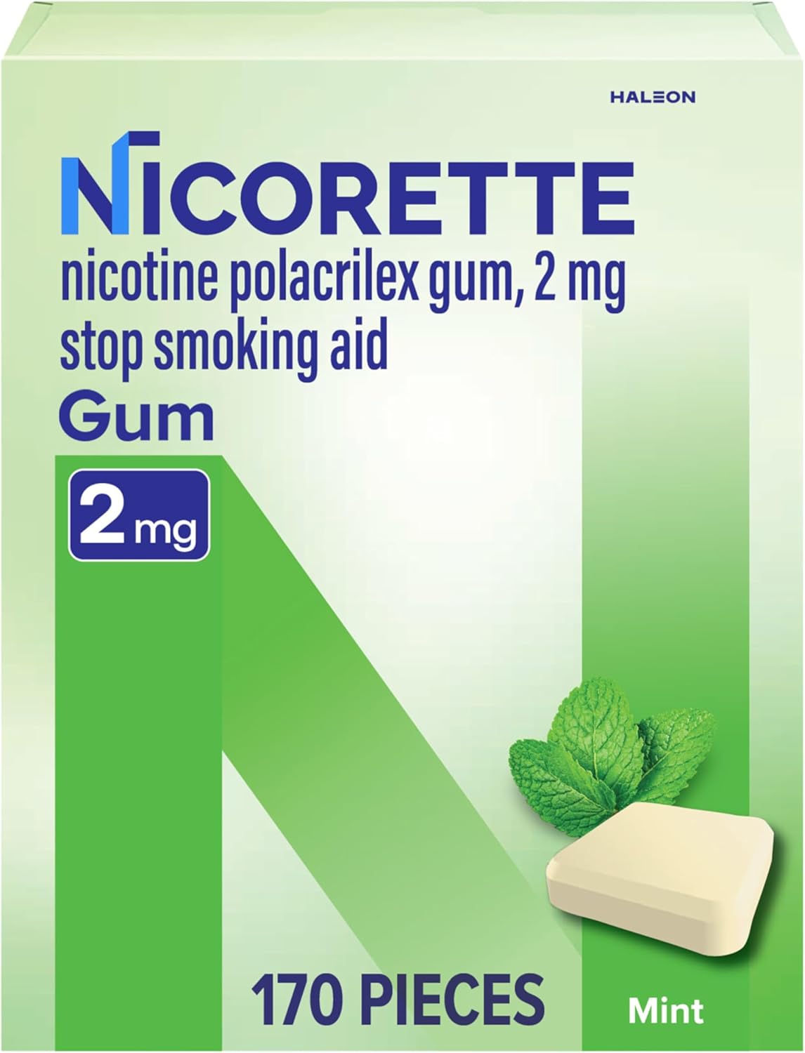 Nicorette 2mg Nicotine Gum to Quit Smoking - Mint Flavored Stop Smoking Aid, 170 Count