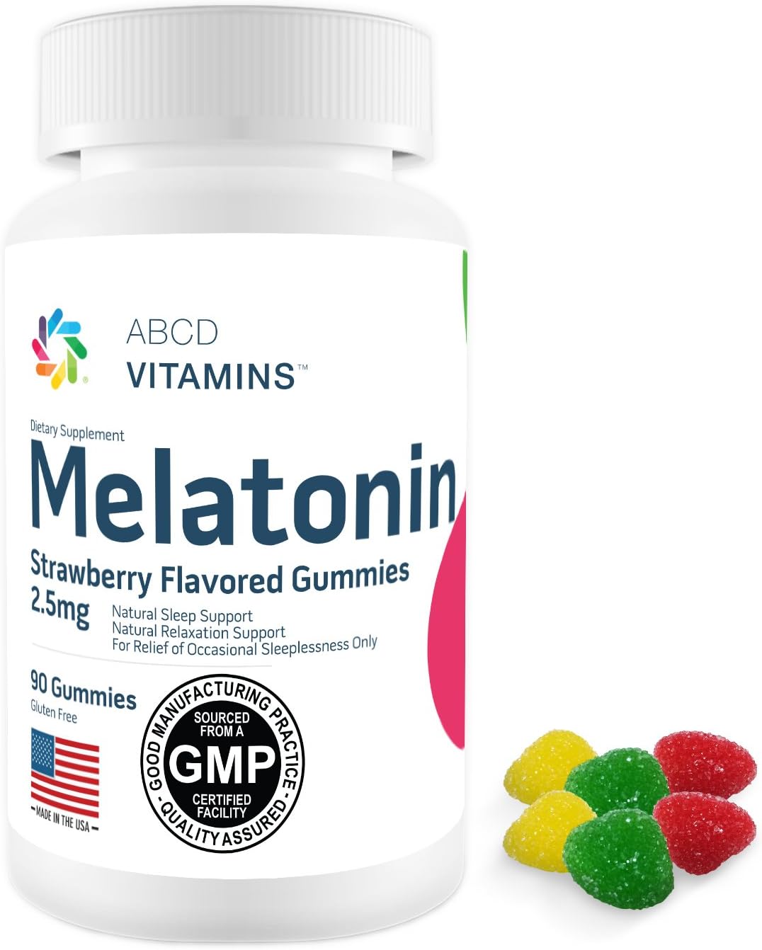 Melatonin Gummies 2.5mg 90 Gummies. Strawberry Flavored