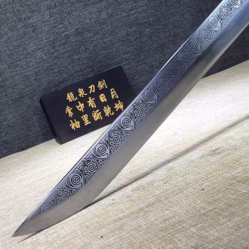 Miniatura 3 de Cuchillo de oro negro y espada Dao, hoja de acero de alto carbono, palo de rosa, espiga completa para LARP, ganado, cosplay