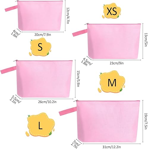 Miniatura 7 de Sinzip 10 bolsas de maquillaje de lona de algodón con parte inferior y correa, bolsa de cosméticos multiusos con cremallera, bolsa de aseo de viaje,