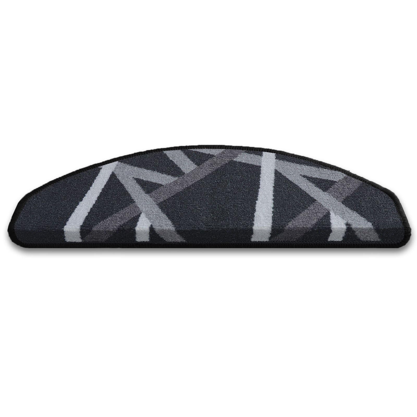 15 Stair Tread Mats - Self-Adhesive, Semicircular, 65 X 23 Cm, Anthracite Printed, Indoor Stair Protection-420023