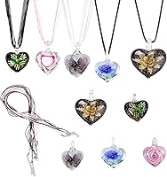 SUNNYCLUE Lampwork Glass Pendant Necklace DIY Kit: 5 Colorful Murano Dolphin Heart Starfish Pendants + Cords, Valentine's Gift