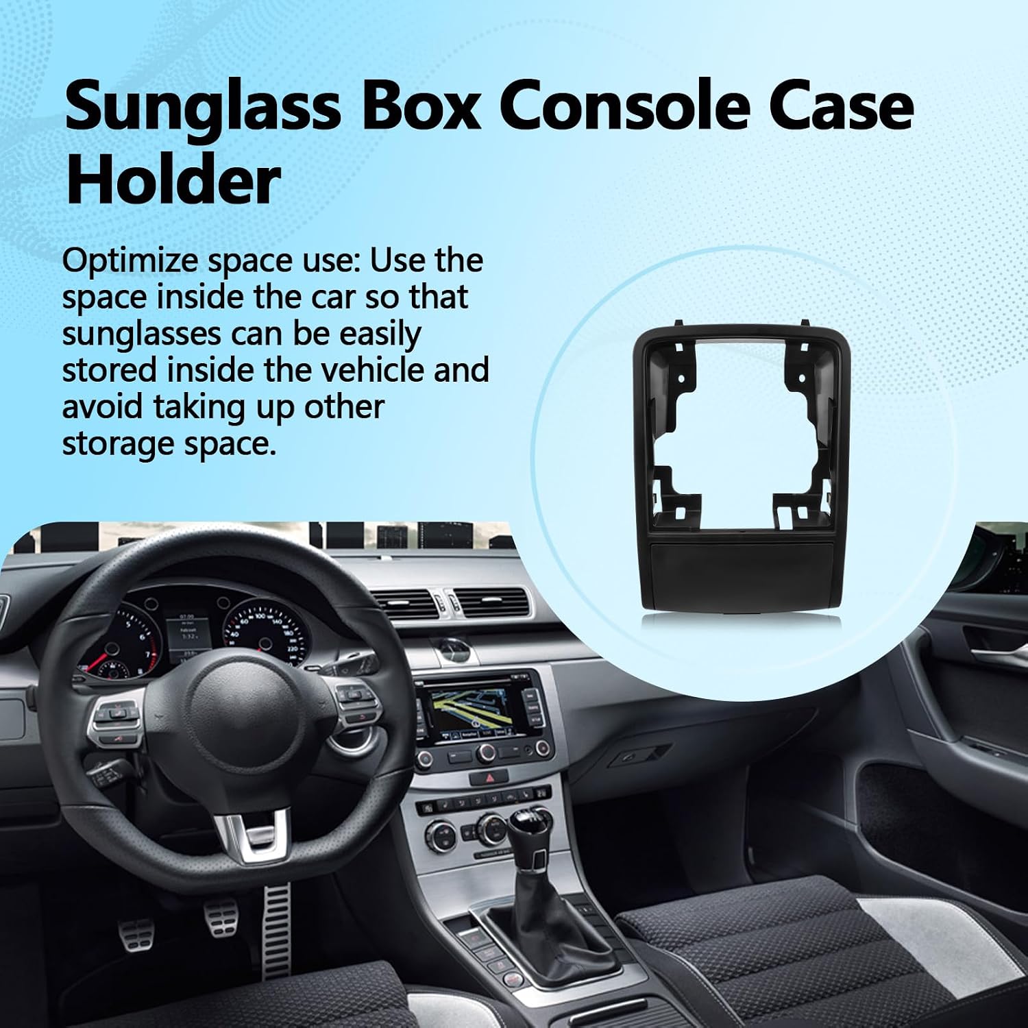 Black Sunglass Box Console Case Holder Compatible with Jetta MK6 2011-2018 Passat B7 Replaces 56D868837A, Overhead Console Glasses Holder, Roof Console Sunglasses Case (Black)