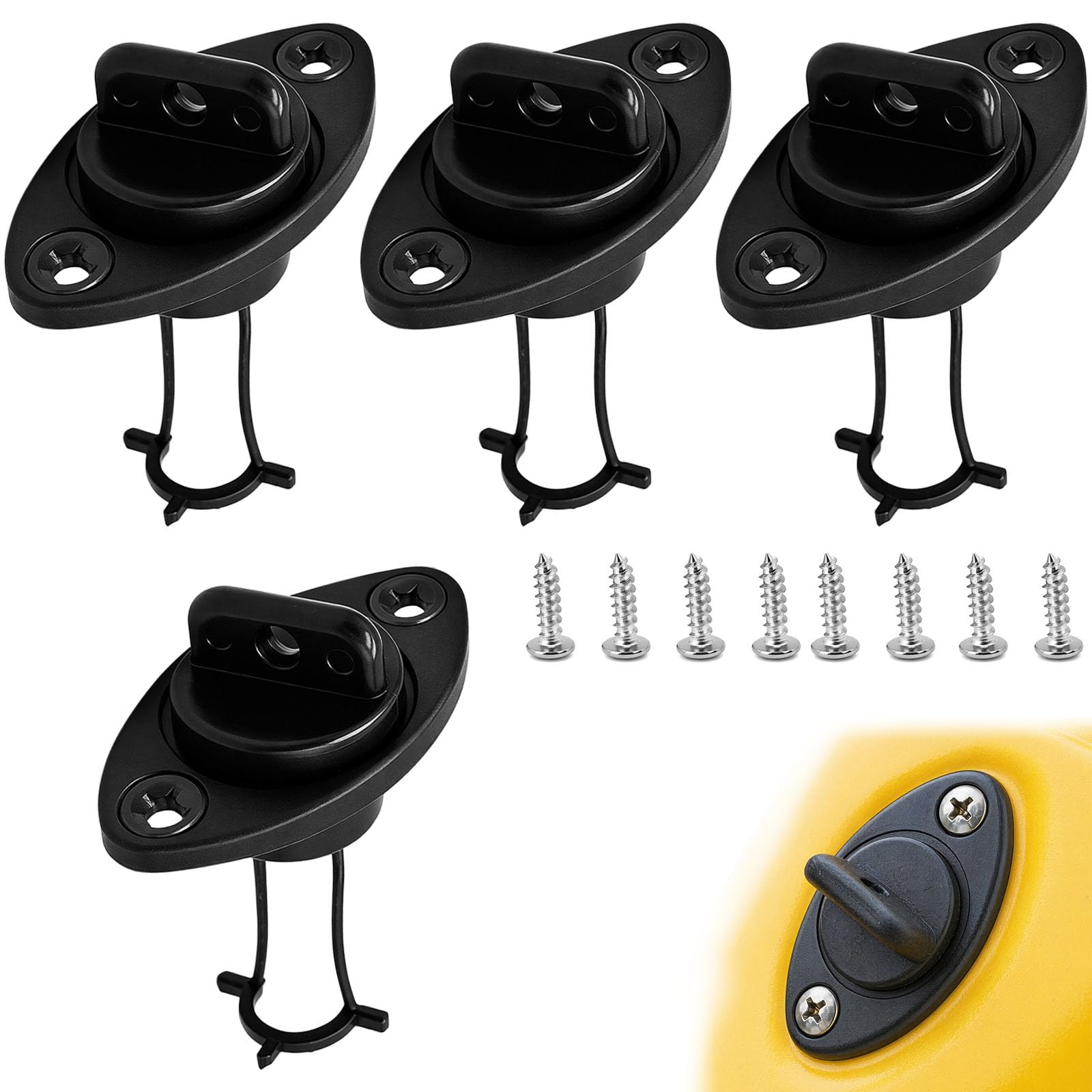 4Pcs Boat Bung Plug, Universal Drain Plug Kit, Kayak Scupper Plugs Replacement, Marine Garboard Drain Stopper with Screws for Dinghy, Canoe, Yacht Hull Hole Seals