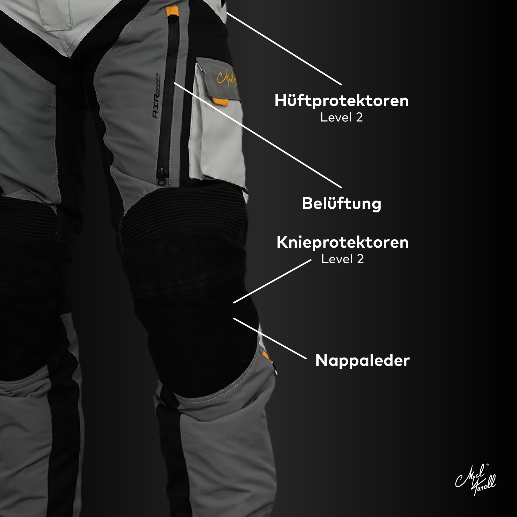 TransAlpin HighPro 2in1 - Motorradhose Herren mit Protektoren (herausnehmbar) - CE AA Sympatex wasserdicht - All Season Motorrad Hose Herren - Stylish & Sicher